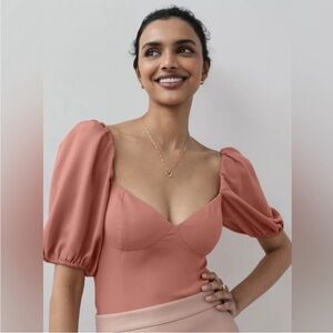 Aritzia Wilfred Novella Short Sleeve Blouse Pink